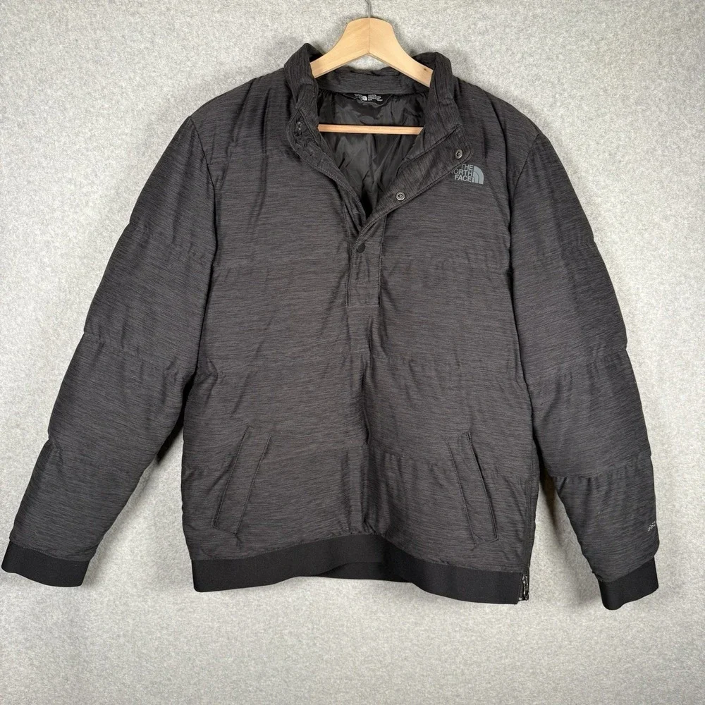 The North Face 550 Puffer Goose Down Filled Gray 1/4 Snap Jacket Men's Small